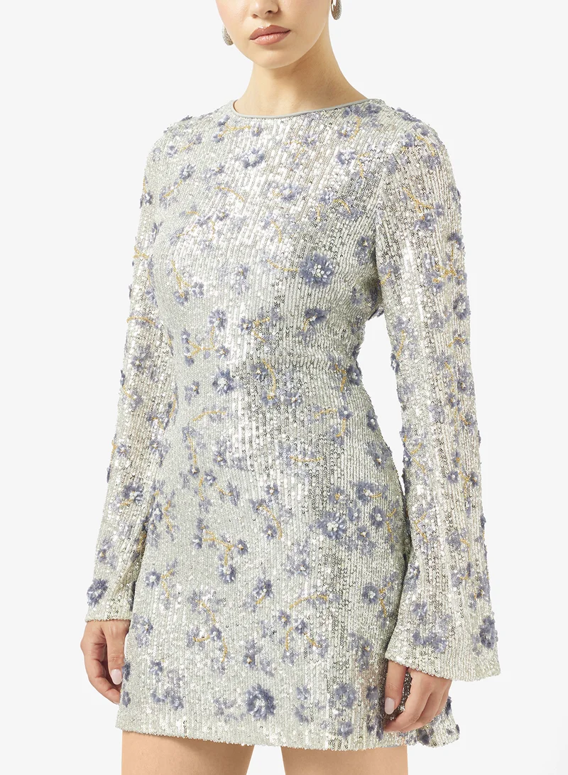 Just Me  Printed Flared Sleeve Dress for Women | Best Price UAE